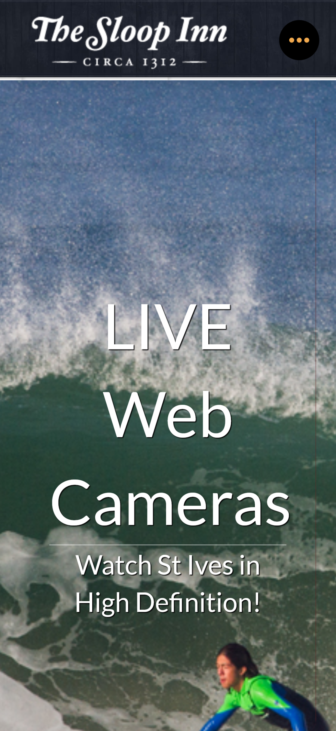 iPhone 17 screenshot of the old webcam page on the Sloop Inn website