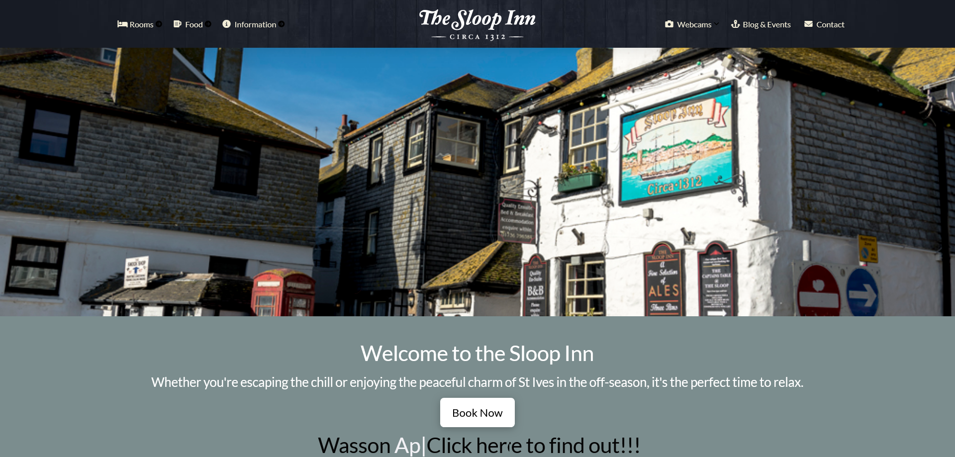 Screenshot of Sloop Inn's previous website